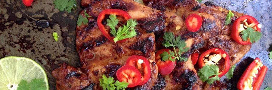 Grilled Spicy BBQ Chicken Thighs