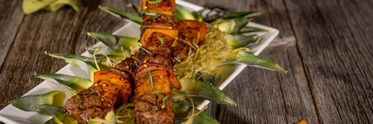 GINGER BEEF & PINEAPPLE KEBABS