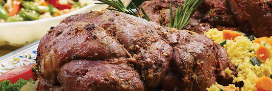 HONEY GARLIC LEG OF LAMB ON THE ROTISSERIE