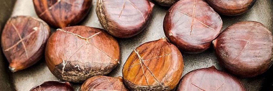 Roasted chestnuts on an open fire